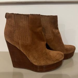 Michael Kors Chestnut Brown Emory Wedge Suede Booties Size 7